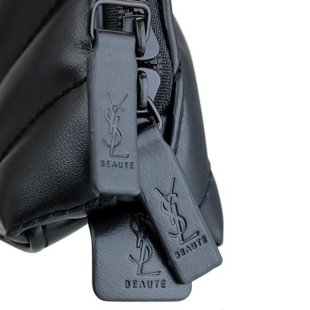 YSL／キルティングブラックコスメポーチ ノベルティ 黒 イヴ