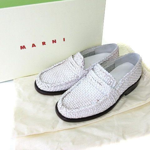 マルニ MARNI ホワイトフリンジローファー厚底 マルニ MARNI 24SS ウーブン レザー ローファー シューズ