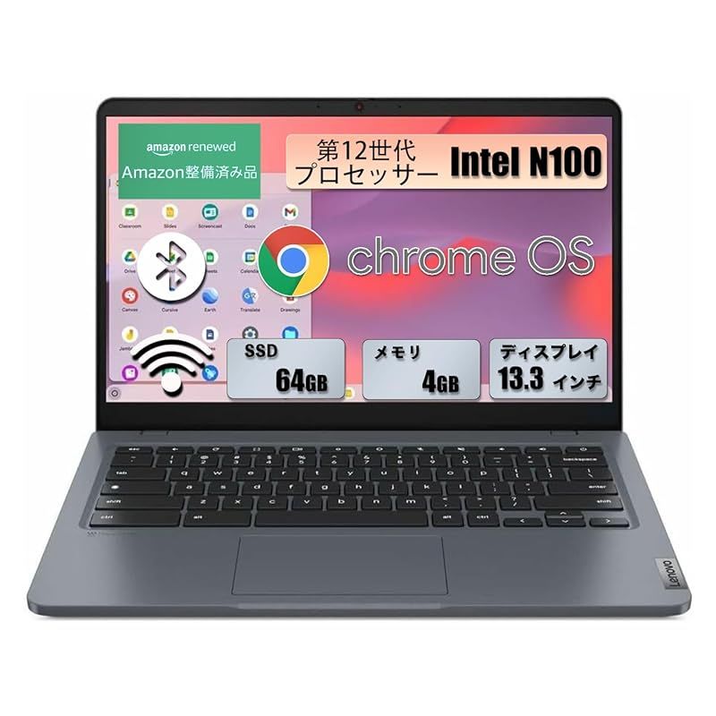 整備済み品 軽量ノートパソコン レノボ クロームブック 14e Chromebook Gen3 第12世代N100CPU 最大3.4Ghz |14.0インチ FHD 1920ｘ1080 |ChromeOS搭載|Webカメラ内蔵|5GSIMカード対応|メ 1