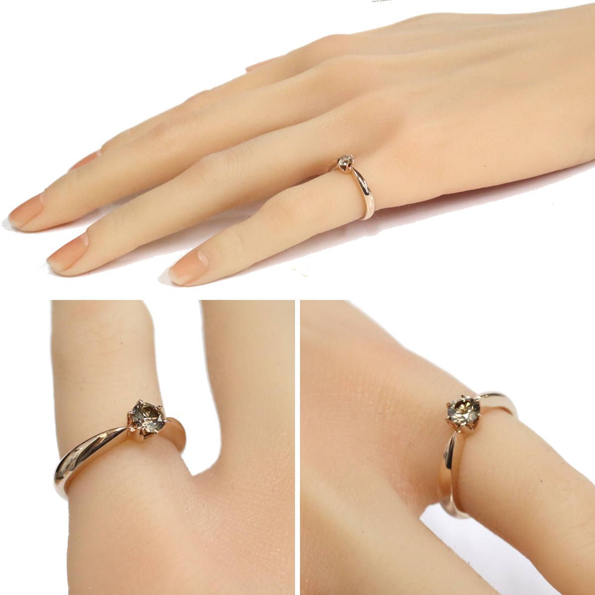 K18PGブラウンダイヤモンドリング D0.34 3.7g #7.5 - メルカリ 