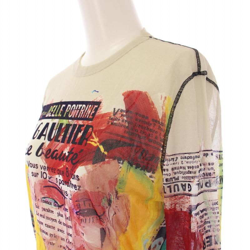 ジャンポールゴルチエ シースルーカットソー 長袖 総柄 マルチカラー フリー ジャンポールゴルチエ シースルーカットソー 長袖 総柄 マルチカラー