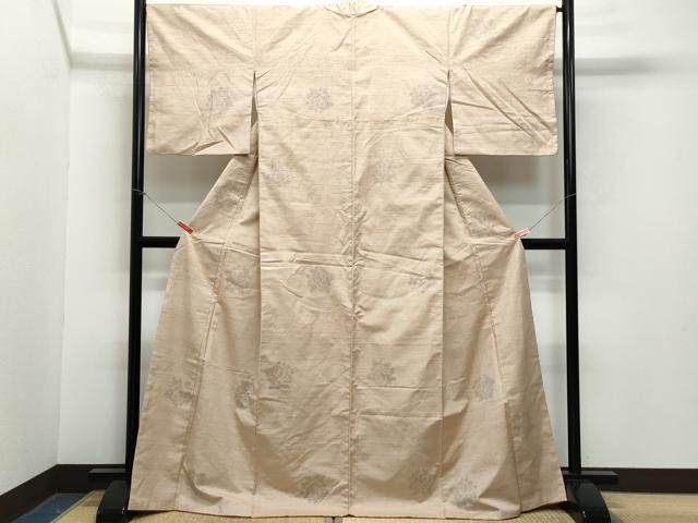 平和屋着物○結城紬 120亀甲 陶器草花文 正絹 逸品 CABA1728ut 平和屋着物