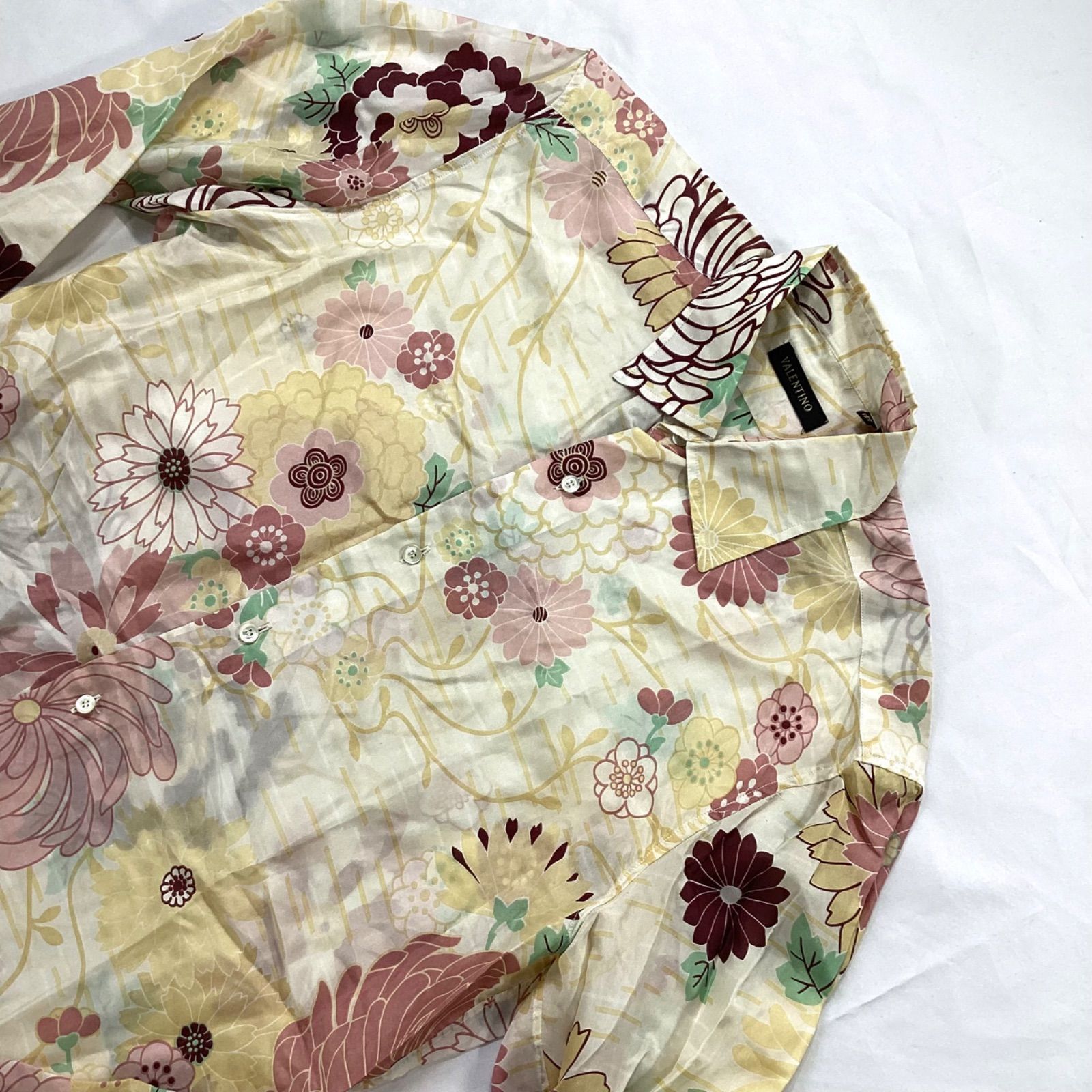 VALENTINO ヴァレンティノ シャツ 総柄 花柄 フラワー柄 シルク100 