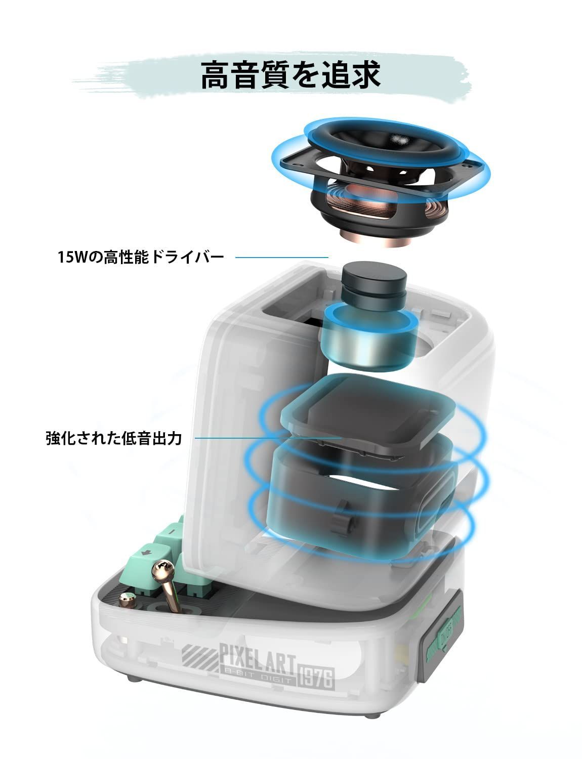 Ditoo-ProポータブルBluetoothスピーカー3.55インチLEDスクリーンピクセルディスプレイ