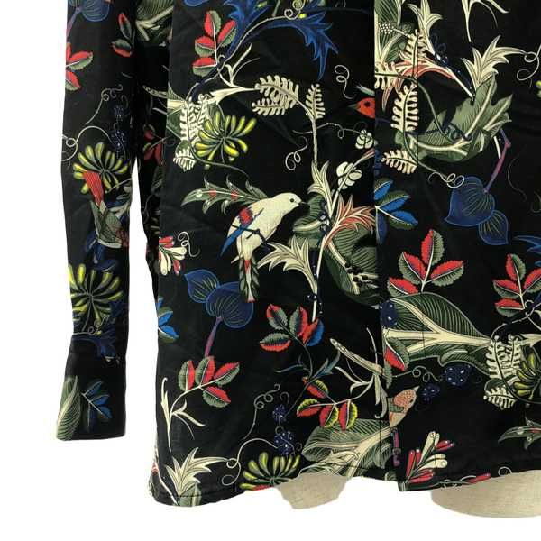 【美品】  MUSE de Deuxieme Classe / ミューズドゥーズィーエムクラス | 【 BANANATIME / バナナタイム 】OVERSIZED / コットン シルク 総柄 鳥 バード シャツ ブラウス | S | ブラック | レディース BANANATIME / バナナタイム 】OVERSIZED / コットン シルク 総柄 鳥