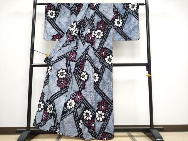 平和屋着物 上 夏物 浴衣 有松鳴海絞り 竹垣花文 綿 CYAA3093s5