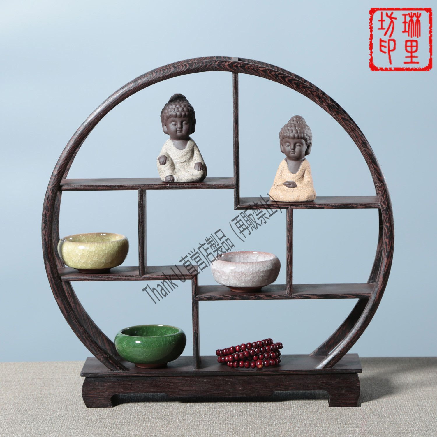 数量限定】美品 中国茶器棚 丸形 丸型 中国茶器 棚 小 飾り棚
