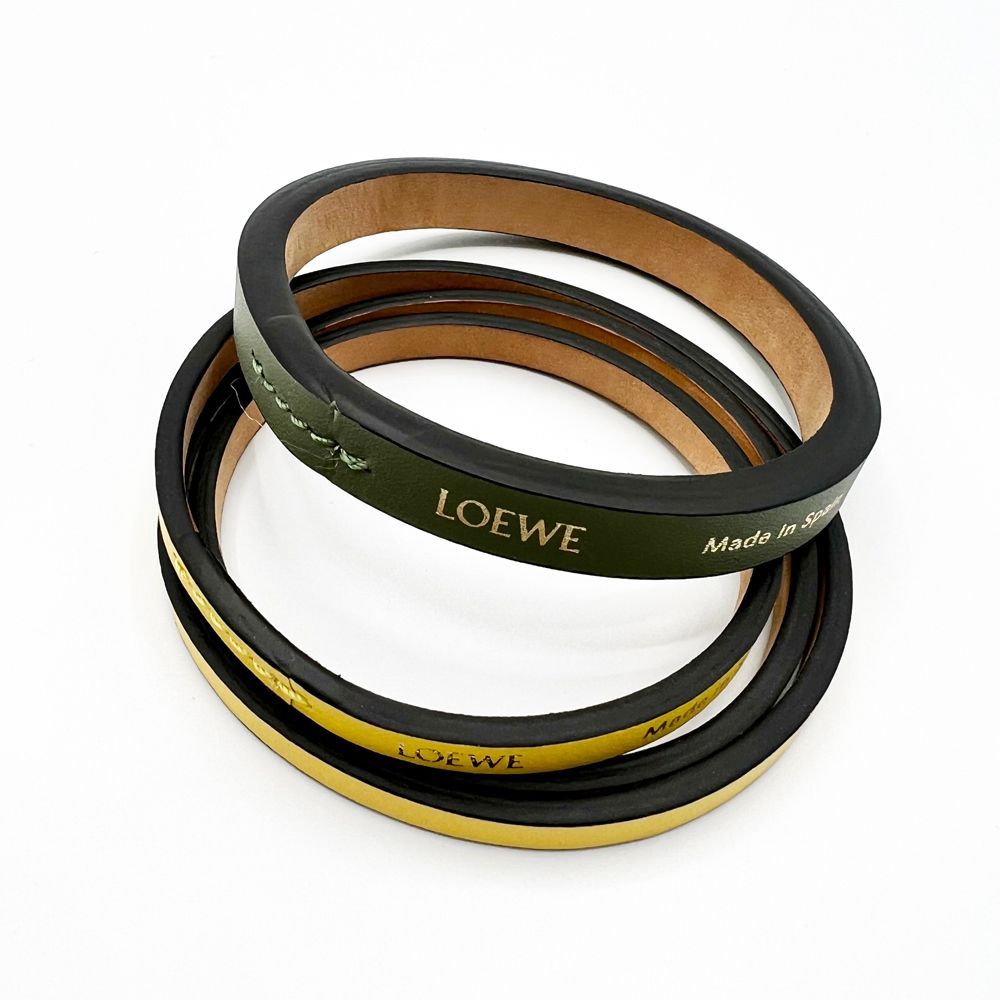 【美品】LOEWE ロエベ ダブルバングル ブレスレット LOEWE ロエベ お洒落 calfskin ダブル バングル 2色 (LOEWE