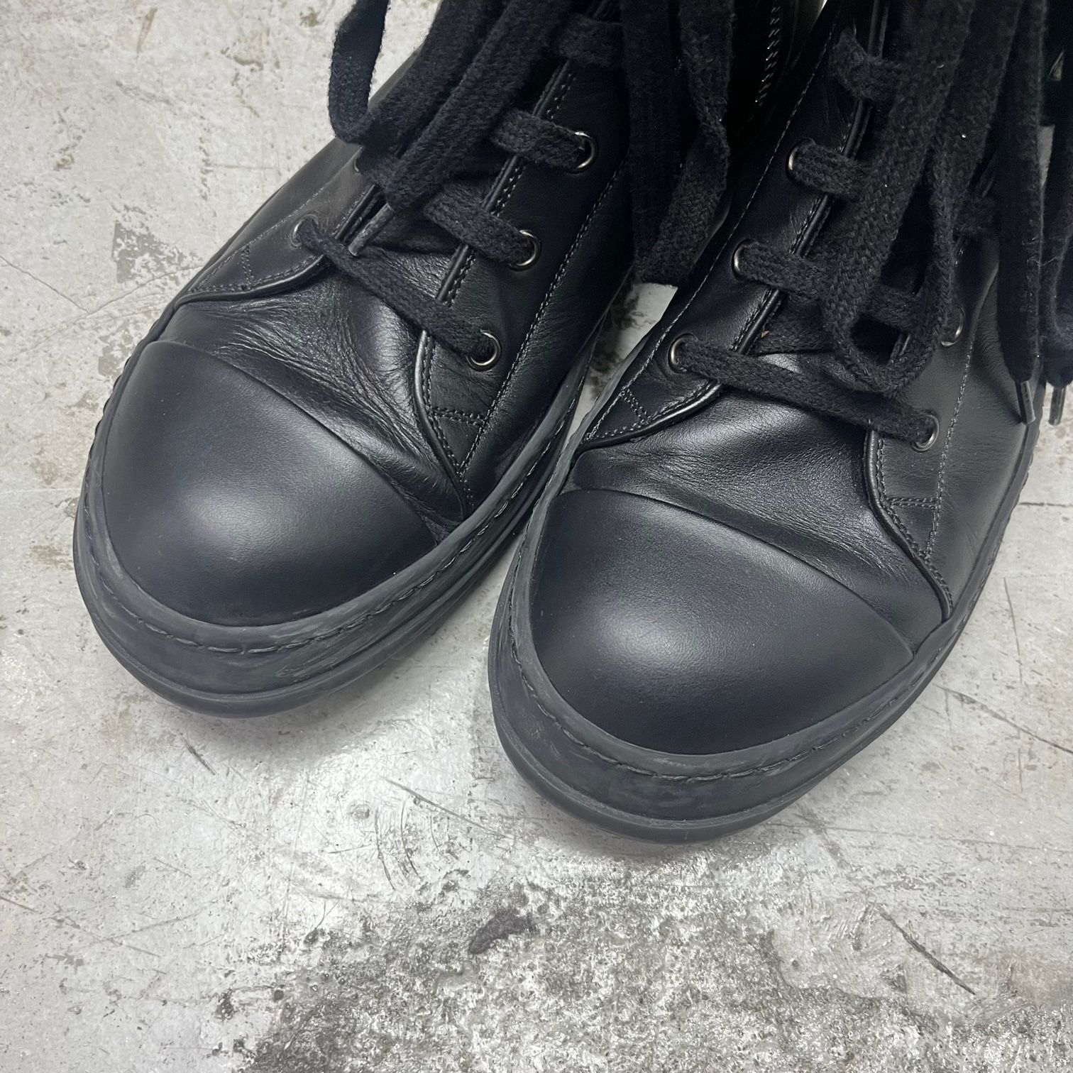 Rick Owens レザー ハイカット ラモーンズ スニーカー 37392 リックオウエンス 41 68580A1