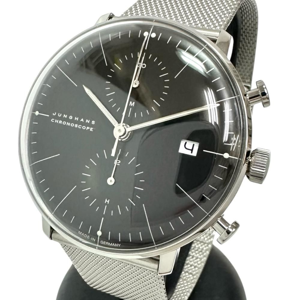 JUNGHANS|ユンハンス 27.4601 マックスビル クロノスコープ 腕時計 ステンレススチール 自動巻き|オートマ 黒文字盤 メンズ 真子質店 GD