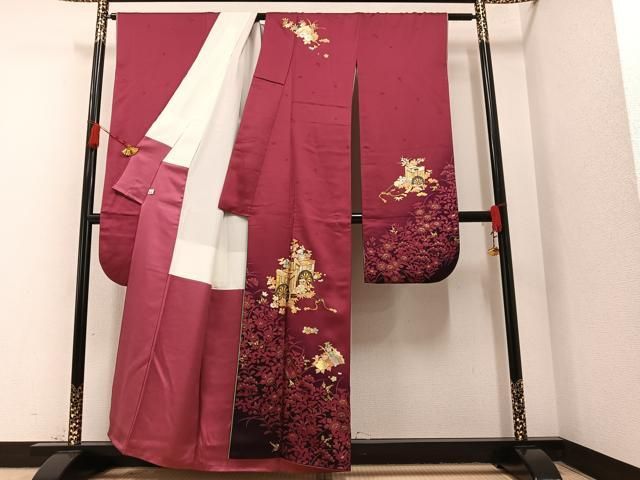 平和屋着物□豪華振袖 御所車草花文 暈し染め 金彩 鈴乃屋扱い 正絹