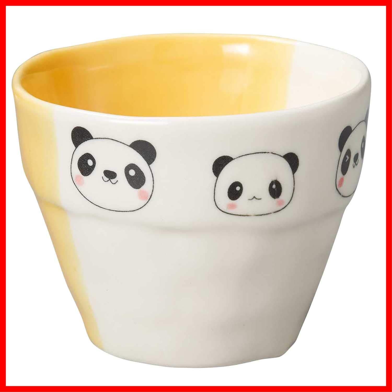 商品 陶器 食器 オーブン対応 カップ コップ 子供 パンダシャン イエロー 直径約8cm×高さ6cm 電子レンジ 萬古焼 食洗機対応 18043