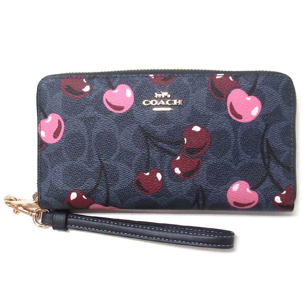 【新品 未使用】コーチ 財布 COACH アウトレット シグネチャー 長財布 さくらんぼ柄 ジップアラウンド CZ328 IMDEI
