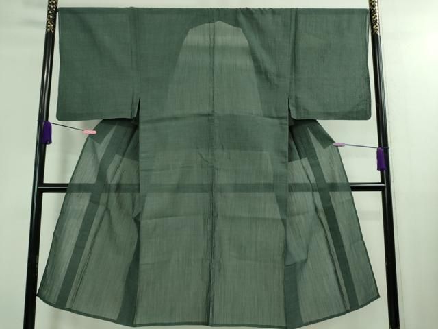 平和屋着物 上 夏物 男性 本場小千谷ちぢみ 麻 色無地 豆がら茶色 DZAB0177kh5