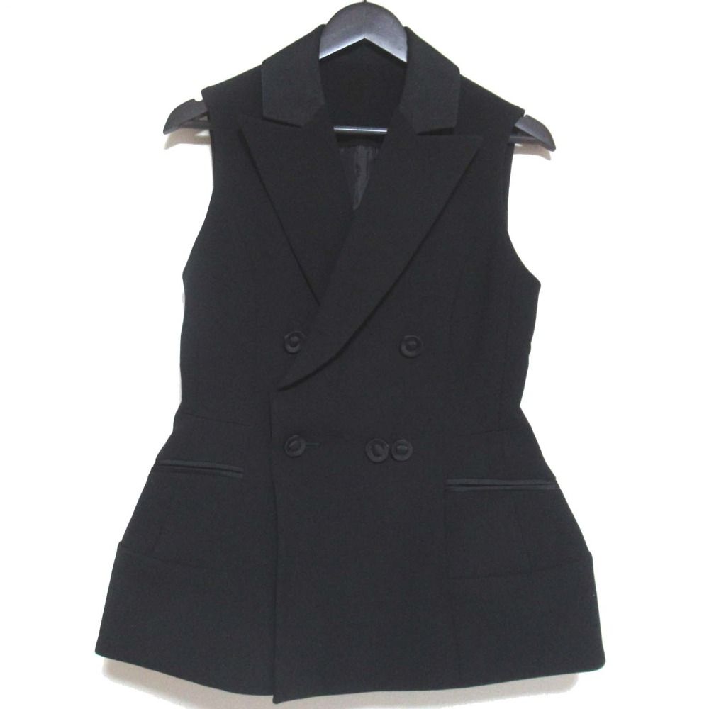 未使用タグ有 cygne シーニュ スワンジレ ベスト ブラック 黒 0 美品 Cygne シーニュ スワンジレ Valerie ダブルブレスト ベスト