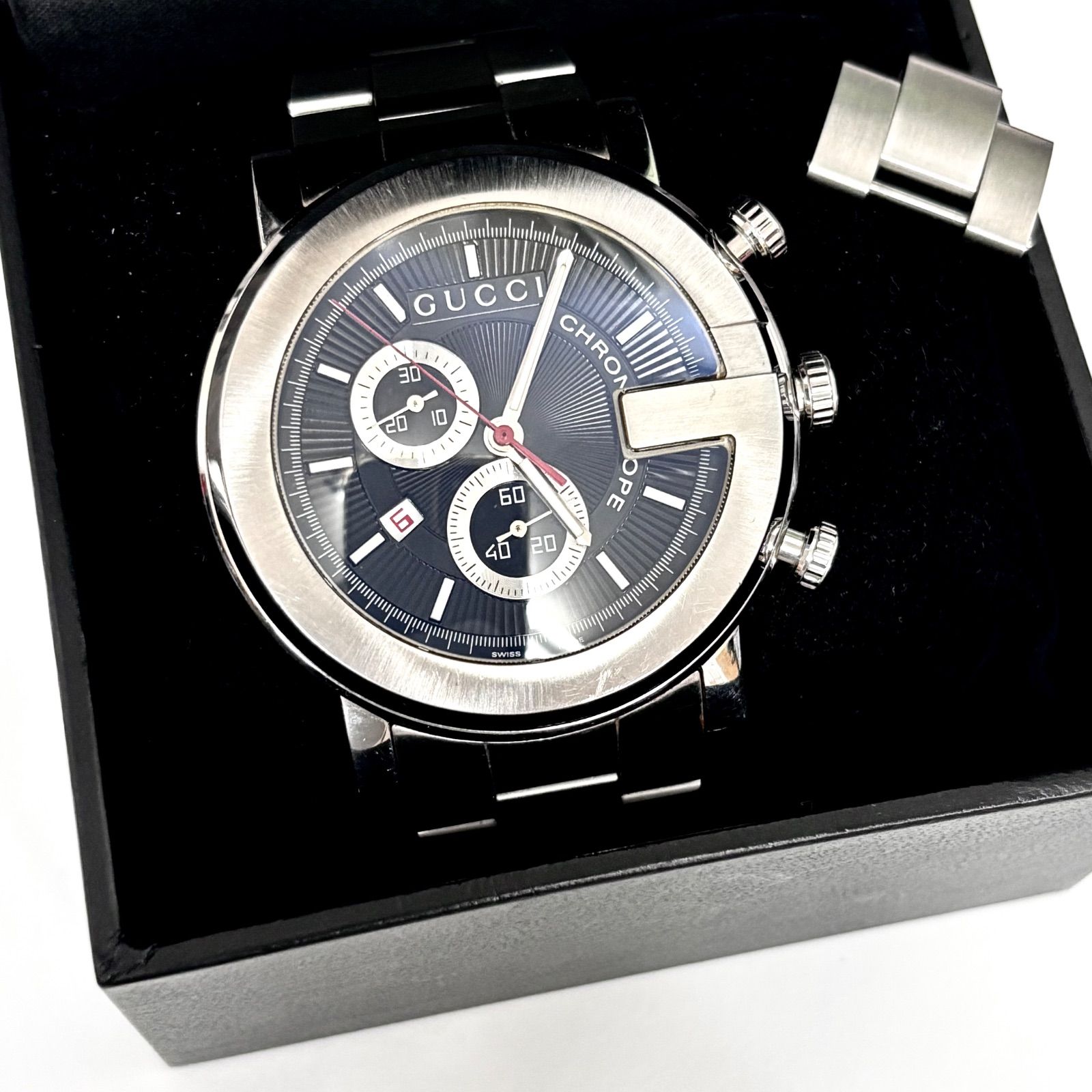 上 GUCCI グッチ 101 M Chronograph モデル クオーツ腕時計 稼働品 ワンオーナーユーズド品 AYA