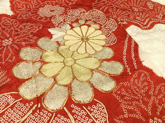 梅の花模様 白色 金彩 金駒刺繍 袷 正絹 振袖 着物 13 梅の花模様 白色 金彩 金駒刺繍 袷 正絹 振袖 着物 13