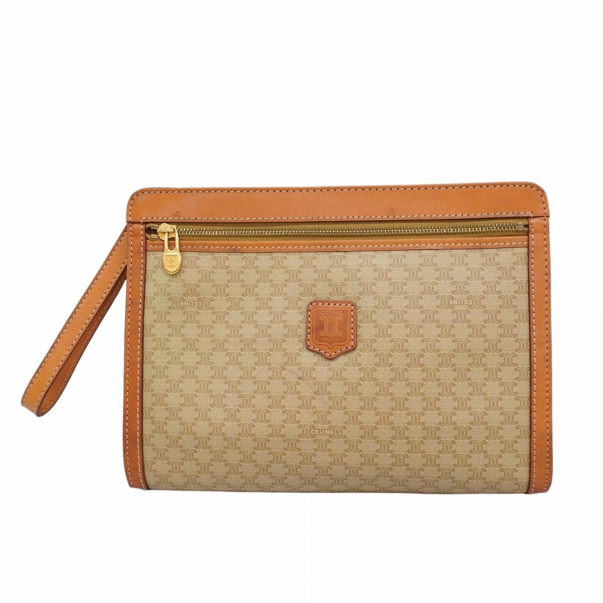 5md4612 セリーヌ クラッチバッグ マカダム PVC ベージュ ライトブラウン ゴールド金具 レディース