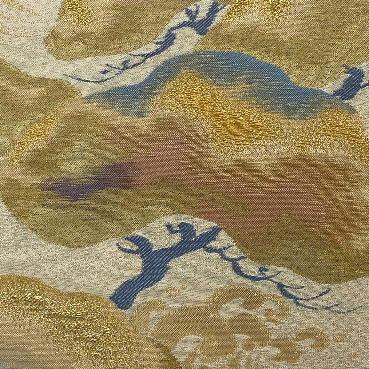 袋帯 美品 秀品 笠松 波頭 箔 金糸 金色 お太鼓柄 正絹 【中古