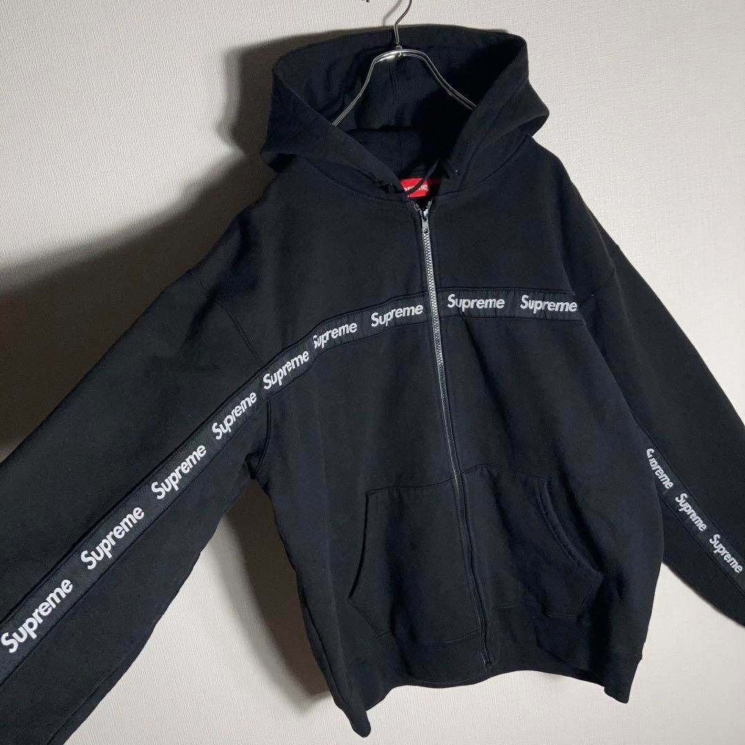 Supreme パーカー ブラック フルジップ XLサイズ】SUPREME フルジップパーカー ロゴ 黒 - メルカリ