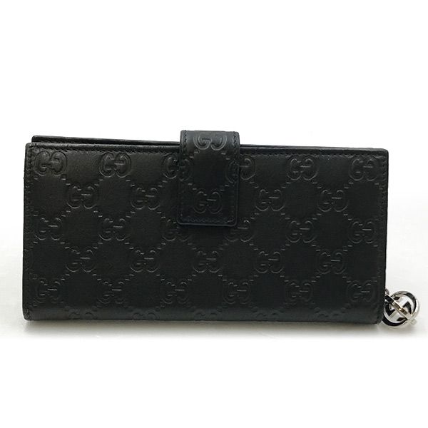 【美品】GUCCI 長財布 シマ ブラックレザー インターロッキングチャーム CUCCI グッチ シマ Gチャーム付き 長財布 極美品GUCCI 長財布 シマ