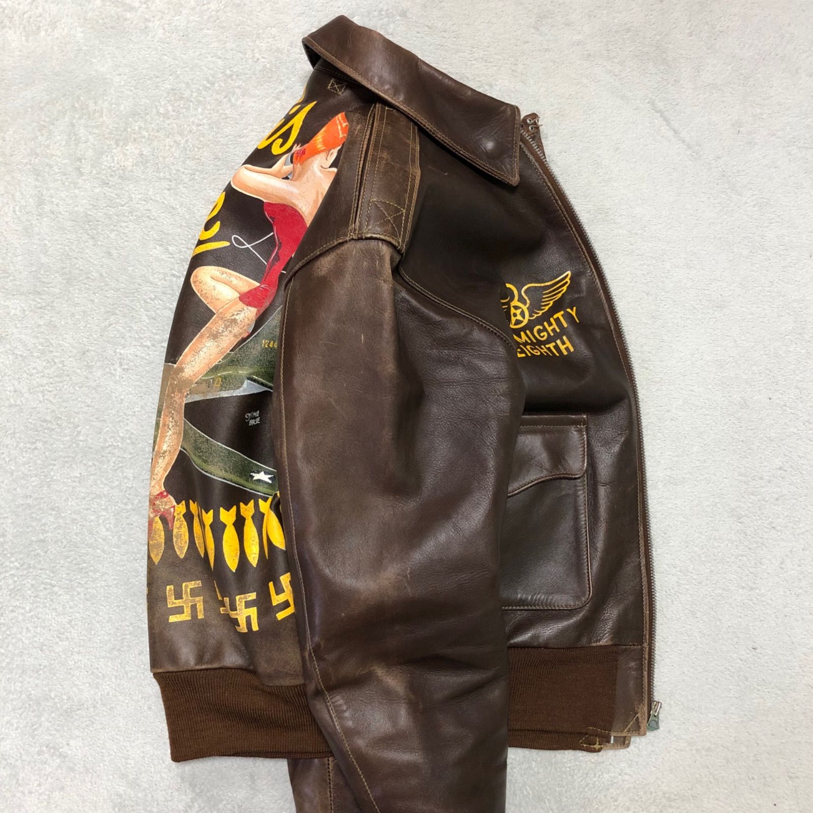 Eastman Leather Clothing A-2 フライトジャケット Rough Wear ラフウェア 実名復刻 バックペイント  ピンナップガール TALONジッパー ホースハイド 馬革 レザー 36サイズ ミリタリー ボンバージャケット イーストマン - メルカリ