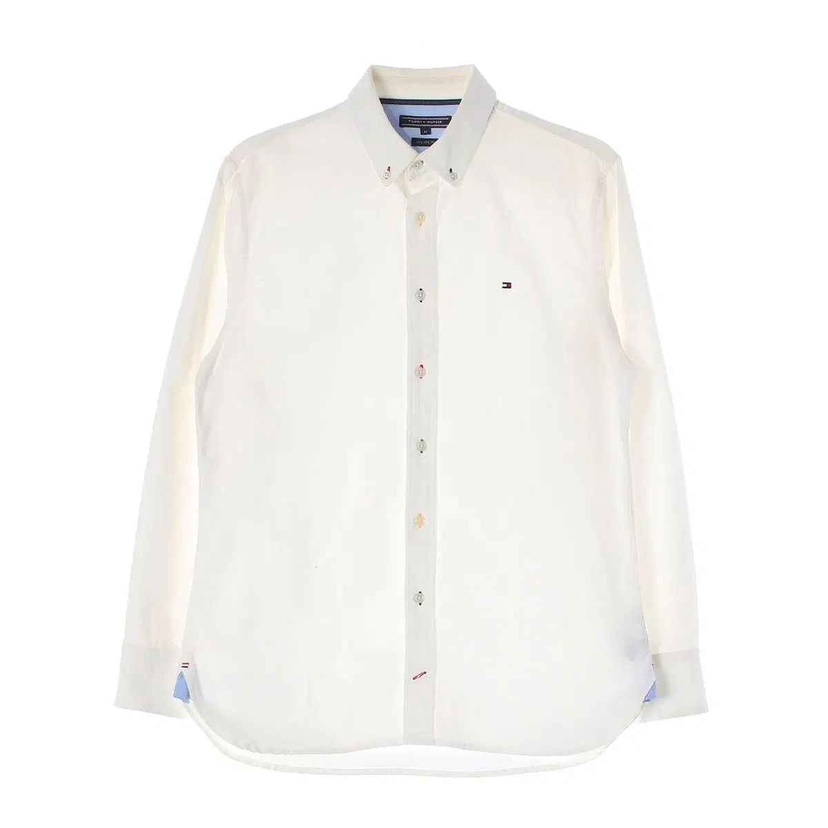 M Tommy Hilfiger(トミーヒルフィガー) アイボリー マルチカラー ボタン 長袖 シャツ