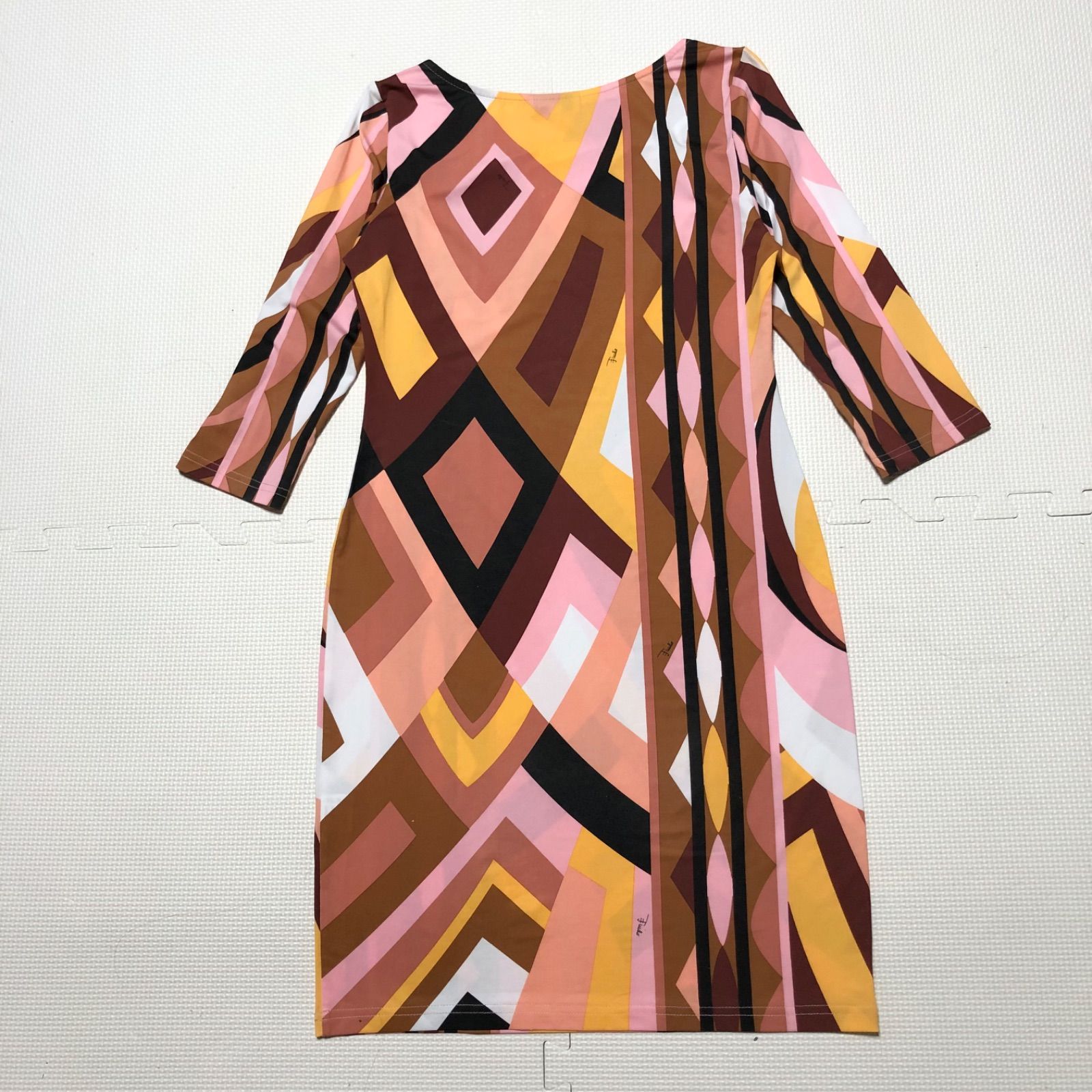□美品□EMILIO PUCCI エミリオプッチ 七分袖ワンピース 現代美術風 総 