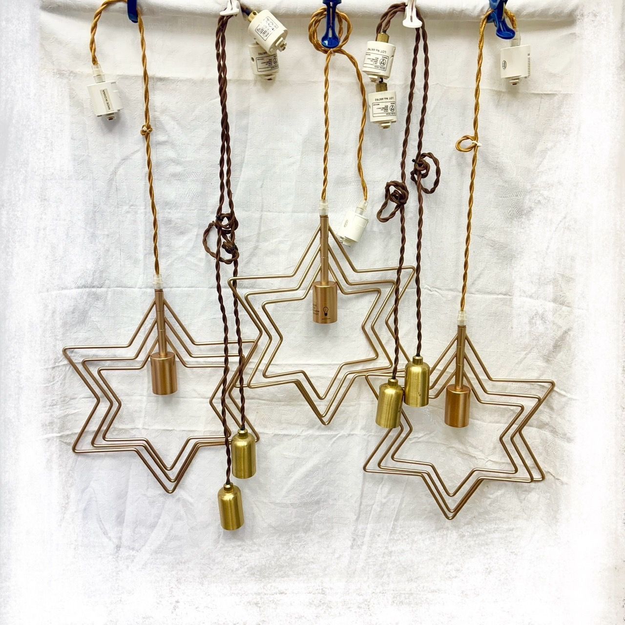 131 ジャンク 7点セット 星型 ペンダントライト 配線ダクトレール用 カフェライト まとめ