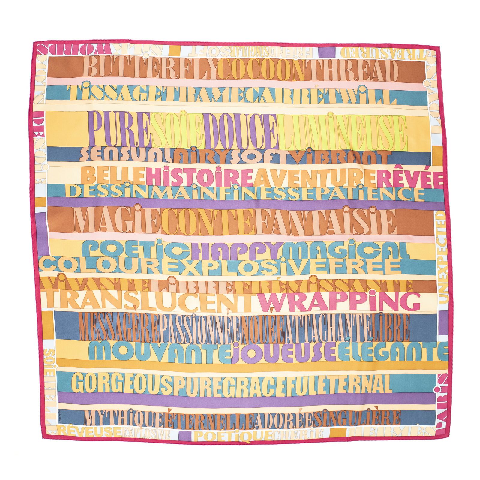 HERMES エルメススカーフ茶色 ピンク ツイルシルクA