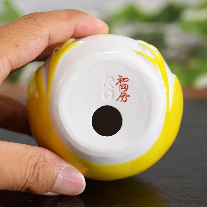 カエル 置物 九谷焼 福かえる 黄釉彩 陶器 縁起物 風水 アイテム 0
