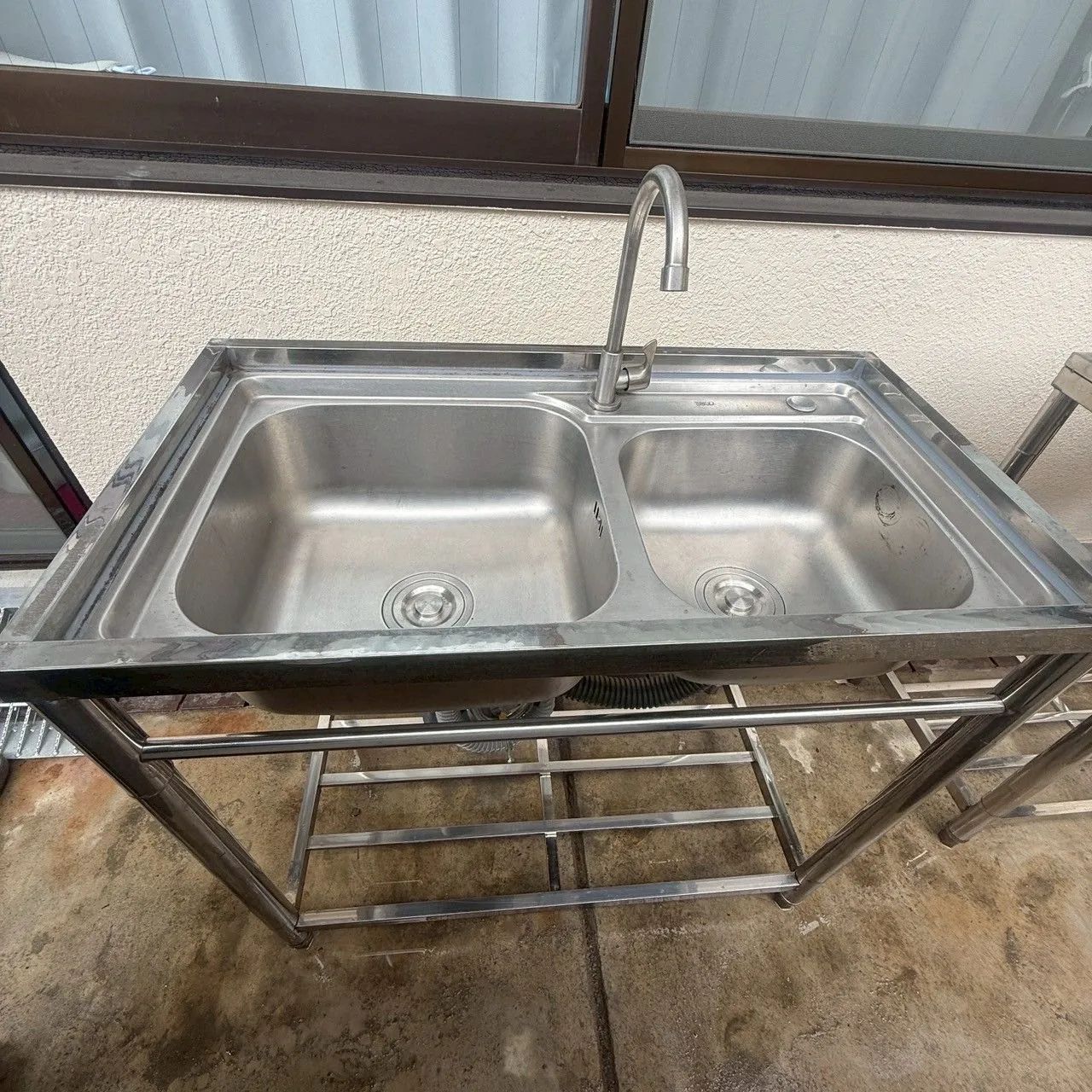 アズマ 業務用 ステンレス 流し台 二槽 シンク W860D470H800