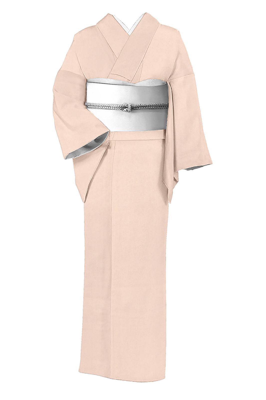 東レシルック｜単衣仕立て｜色無地｜居敷当付き｜花の吹き寄せ 灰桜色｜身丈160 裄68｜1559119