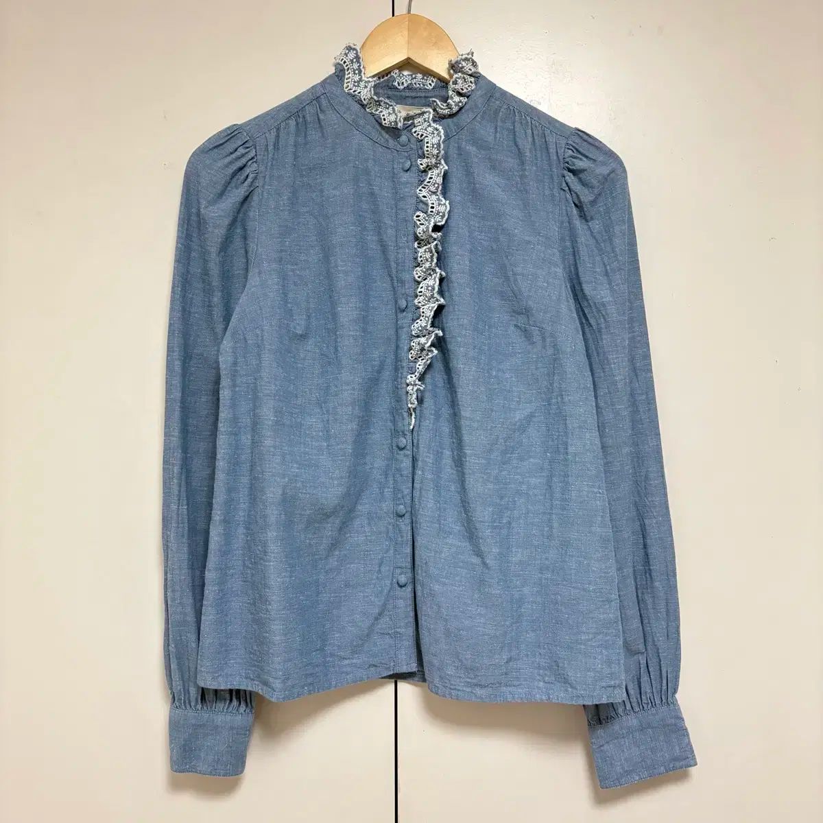 セザンヌ アンティーク レース フリル デニム ブラウス