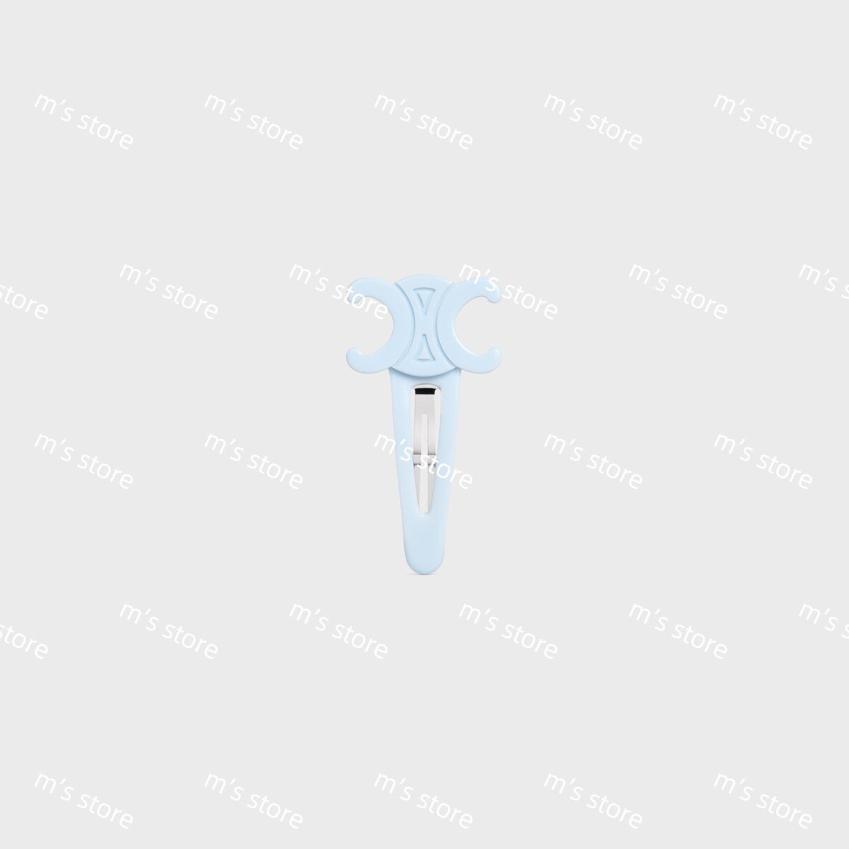 CELINE ヘアピン ライトブルー 新品 CELINE セリーヌ ラージ スナップ ヘアクリップ トリオンフ