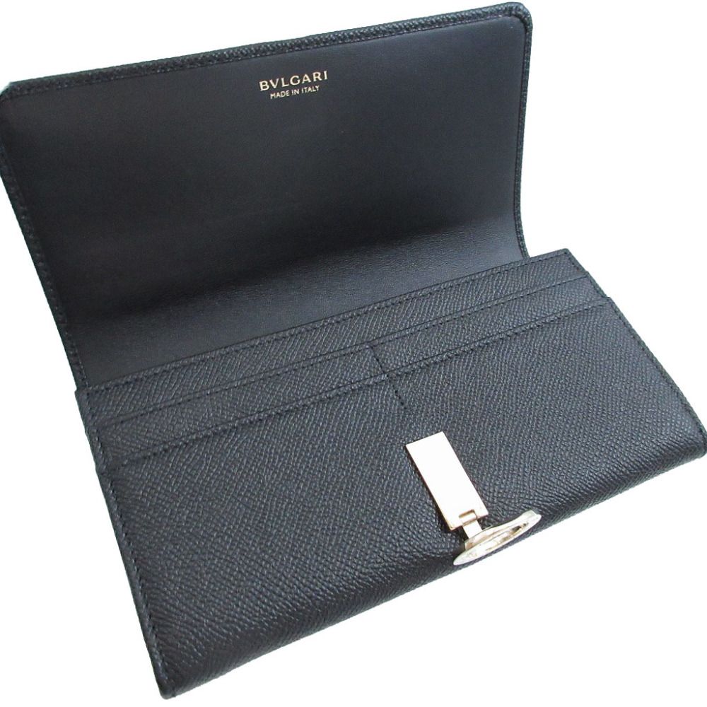 新品同様 ブルガリ ブルガリブルガリ レザー ブラック 黒 2つ折り長  