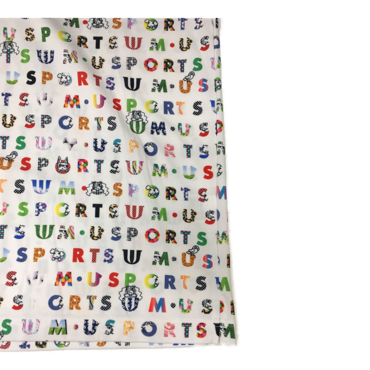coco 中古 エムユースポーツ MU SPORTS メンズ 半袖ポロシャツ 50(L) 白×カラフル ホワイト ロゴ coco 中古 エムユースポーツ MU SPORTS メンズ 半袖ポロシャツ