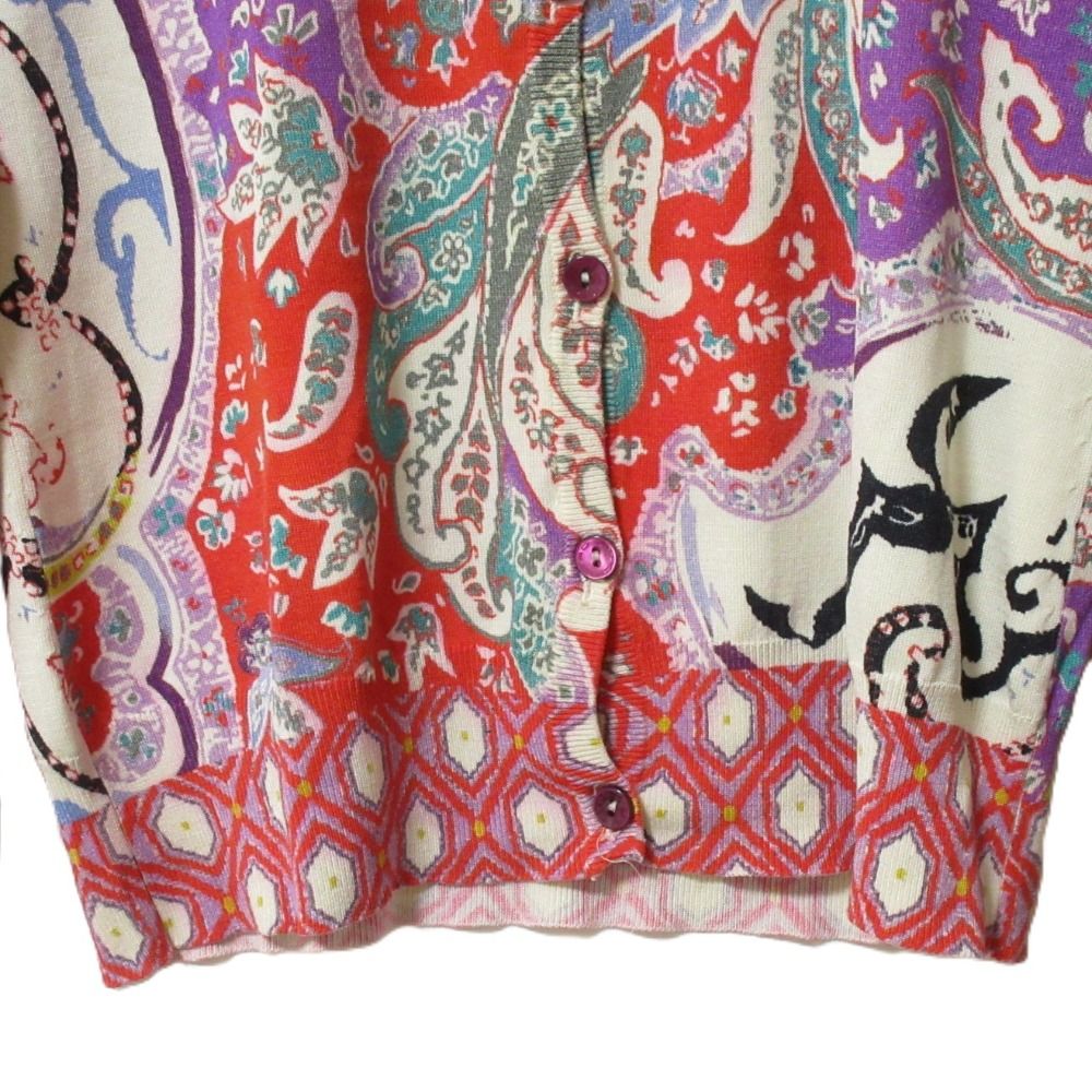 美品 ETRO エトロ ペイズリー柄 シルク100% ロゴボタン 長袖 ニット