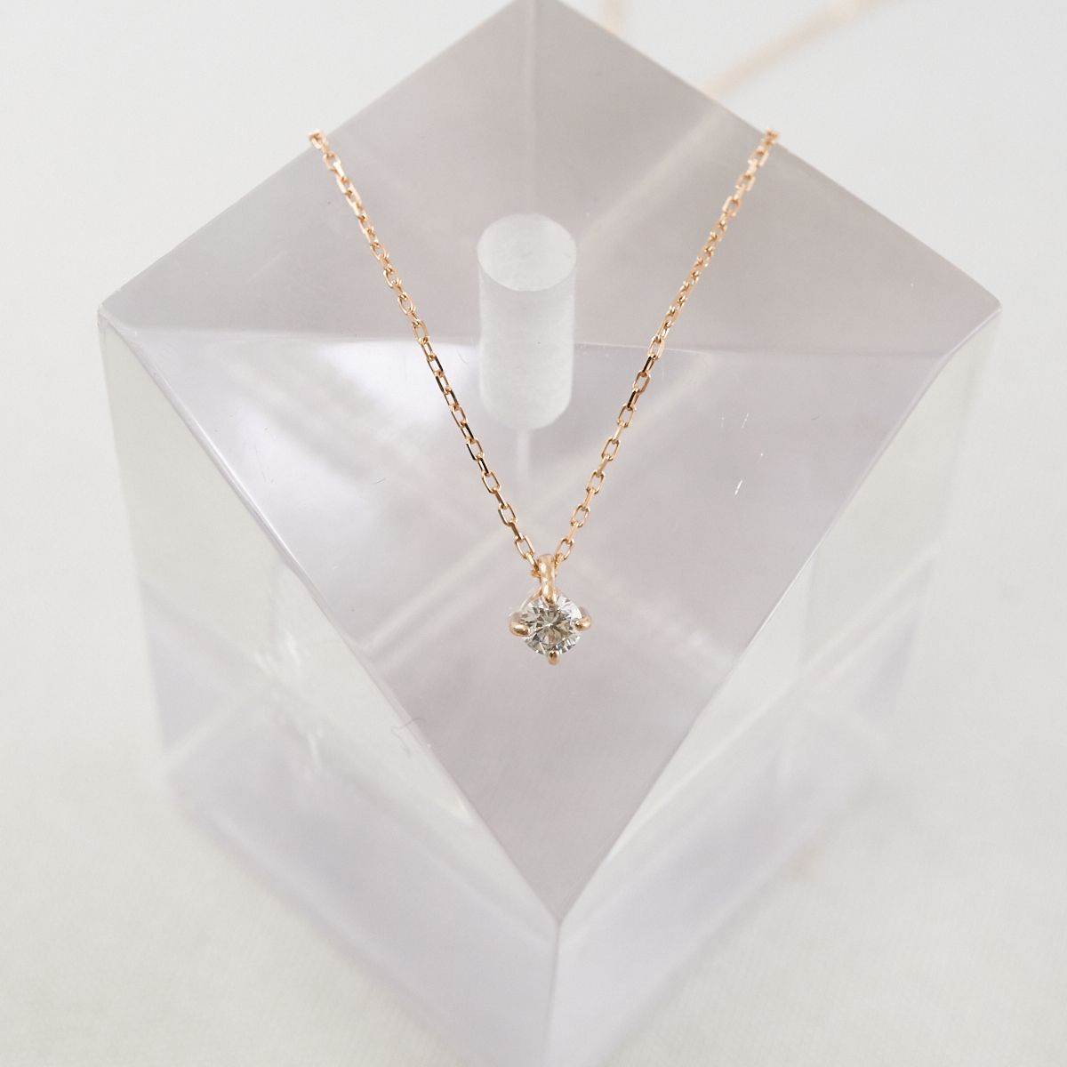 ete エテ ネックレス USED美品 K18PG 一粒ダイヤ ダイヤモンド 0.1ct