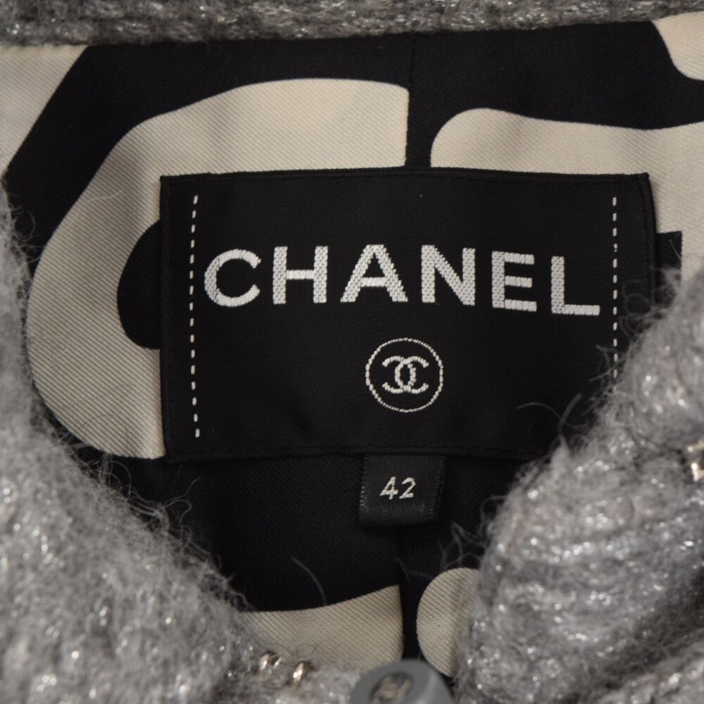 CHANEL / ダッフルコート/フード付き/アウター/アルパカ混/34/ウール/GRY/P71170V62673 CHANEL (シャネル) アルパカ混 ダッフルコート アウター グレー