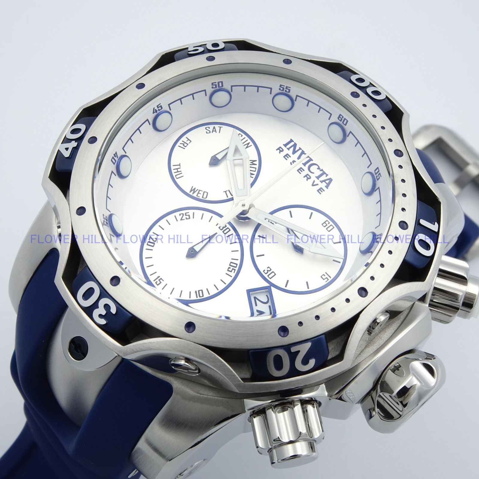 ☆超高級ブランド☆ invicta pro diver 定価11万 クォーツ 時計 200m防水 カレンダー クロノグラフ ゴールド ブルー