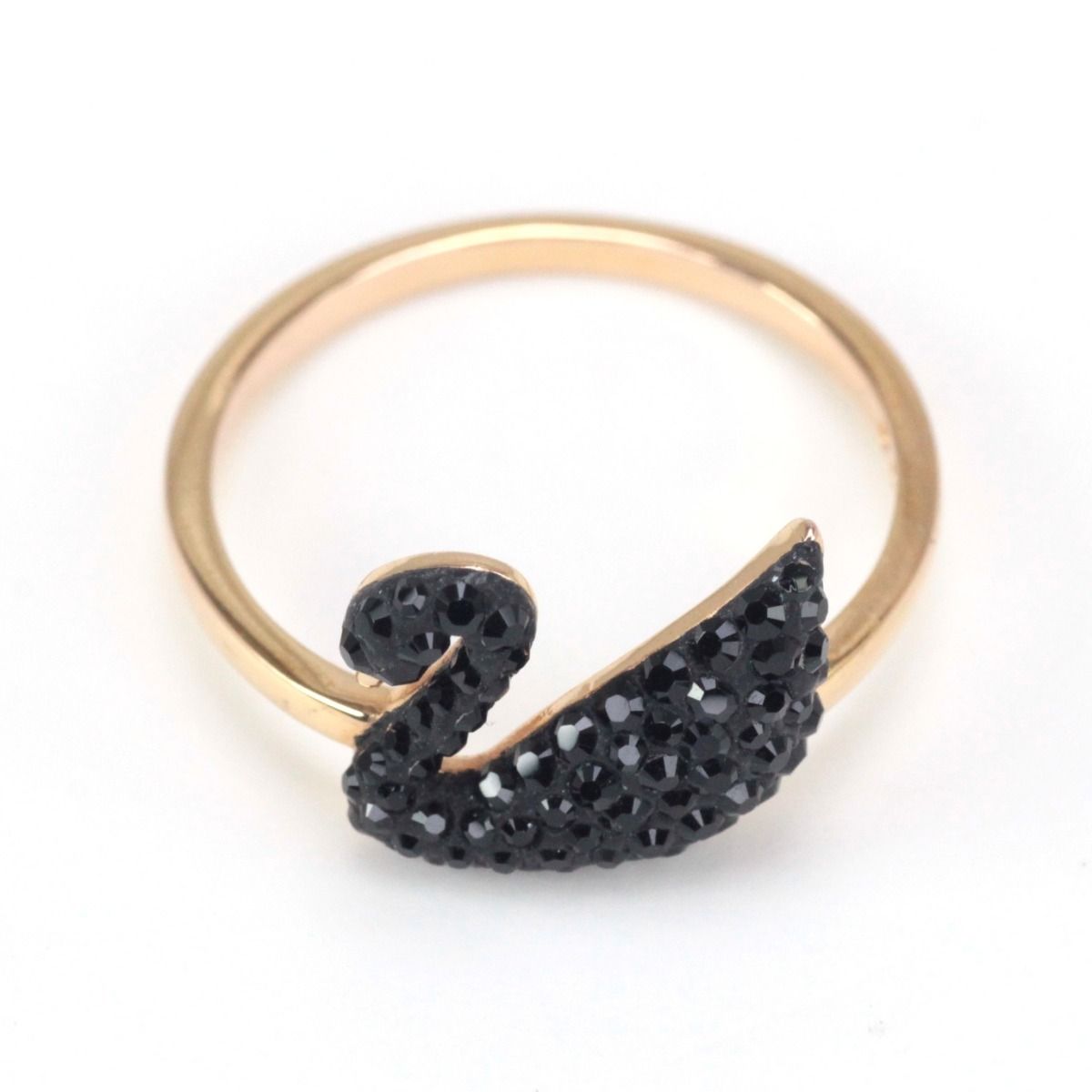 SWAROVSKI スワロフスキー Iconic Swan リング 指輪 14号 5358024 ブラック FORTGASGNV_COM_BR
