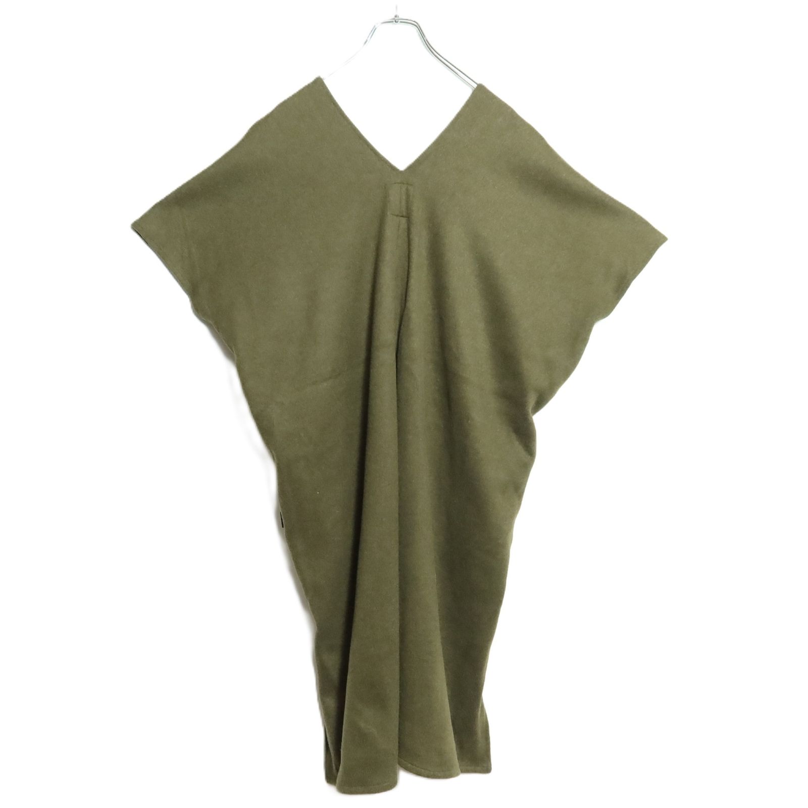 美品】ソウソウ SOUSOU☆Vネックワンピース 貫頭衣 長方形衣 オリーブ