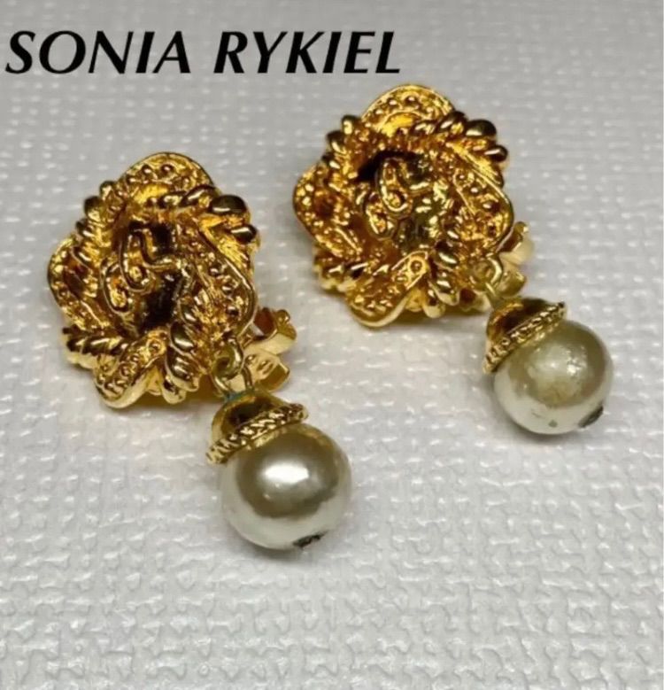 ソニアリキエル ゴールド パール イヤリング 真珠 SONIA RYKIEL