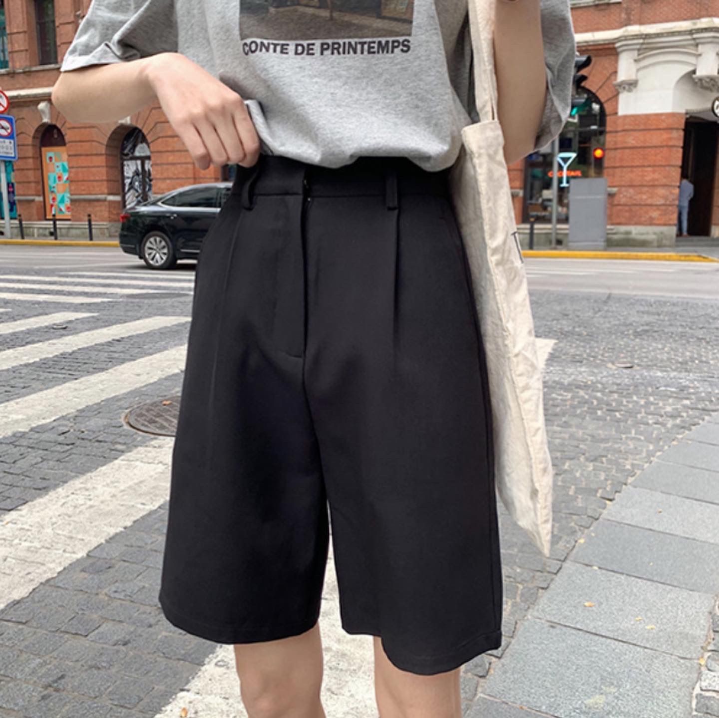 きれいめハーフパンツ　ハーフパンツ　レディース　韓国コーデ　韓国ファッション