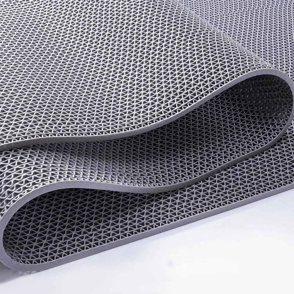 Haikawi 業務用滑り止めマット 玄関マット 風呂マット 大判 PVC 厚さ5.5mm 水切り 転倒防止 屋外 屋内 通路 廊下 プール 浴室 ベランダ 病院 バルコニー 駐車場 工業用 グレー 0.9*3m