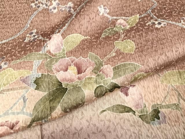 平和屋着物●訪問着　絞り　刺繍　草花文　金糸　正絹　逸品　AABH4138ph 平和屋着物□訪問着 駒刺繍 絞り 枝松文 金彩 正絹 逸品 CABG6873xiの