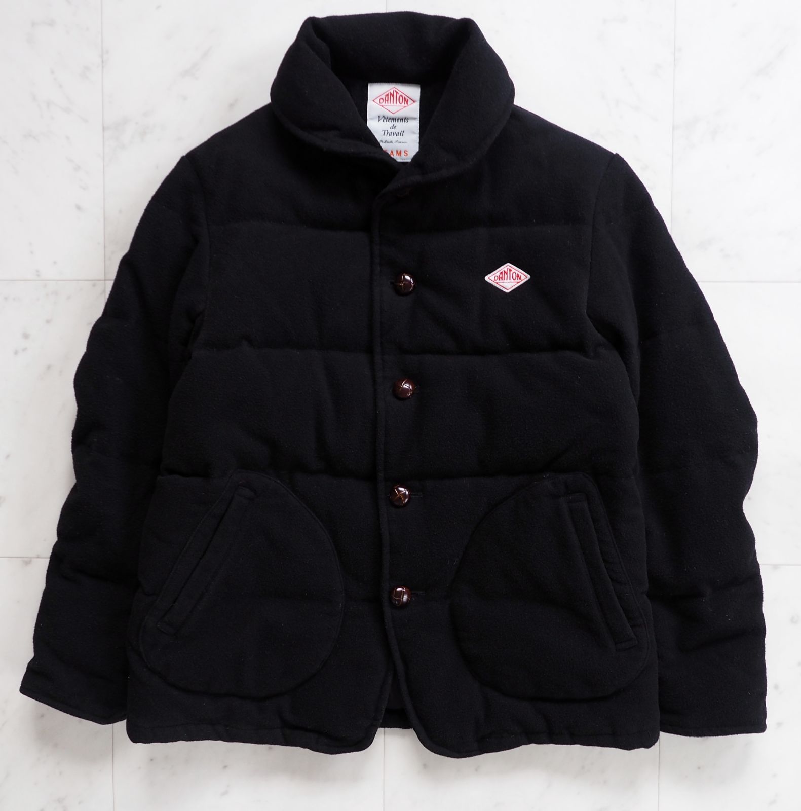 DANTON BEAMS 別注 ウールモッサダウンジャケット 黒 レディース