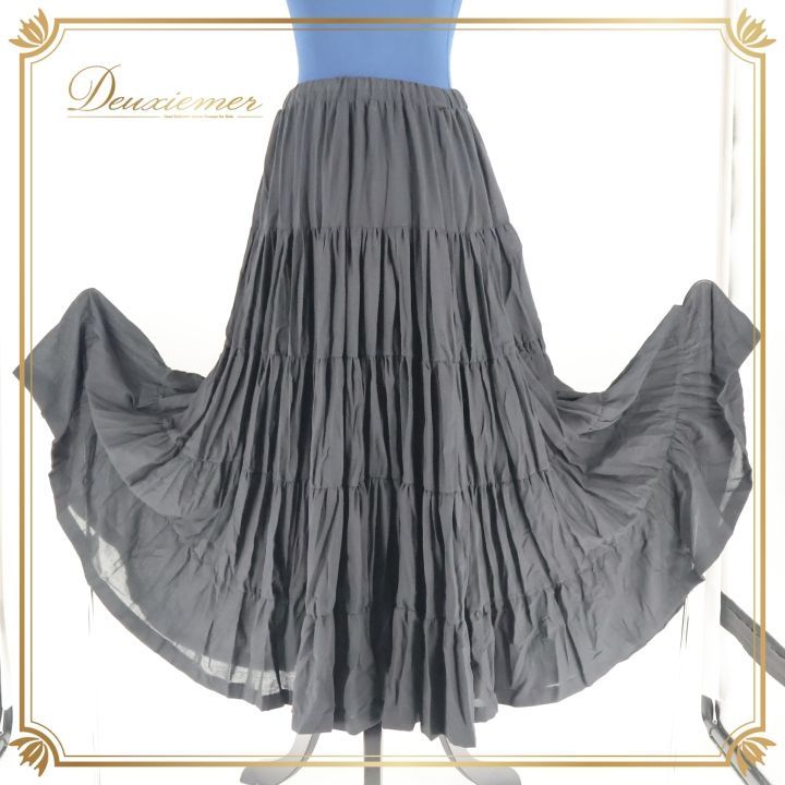 ベリーダンス 衣装 ジプシースカート ブラック系 ロング フリル 大きく広がる裾 黒 無地 シンプル コスチューム 発表会 舞台 イベント フェス テーマパーティー おしゃれ ダンスコスチューム カジュアル ウエストゴム ルーズシルエット