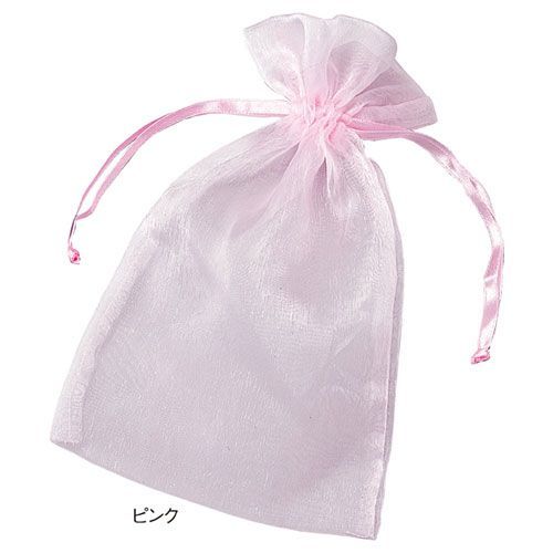 オーガンジーポーチLピンク 15×24cm